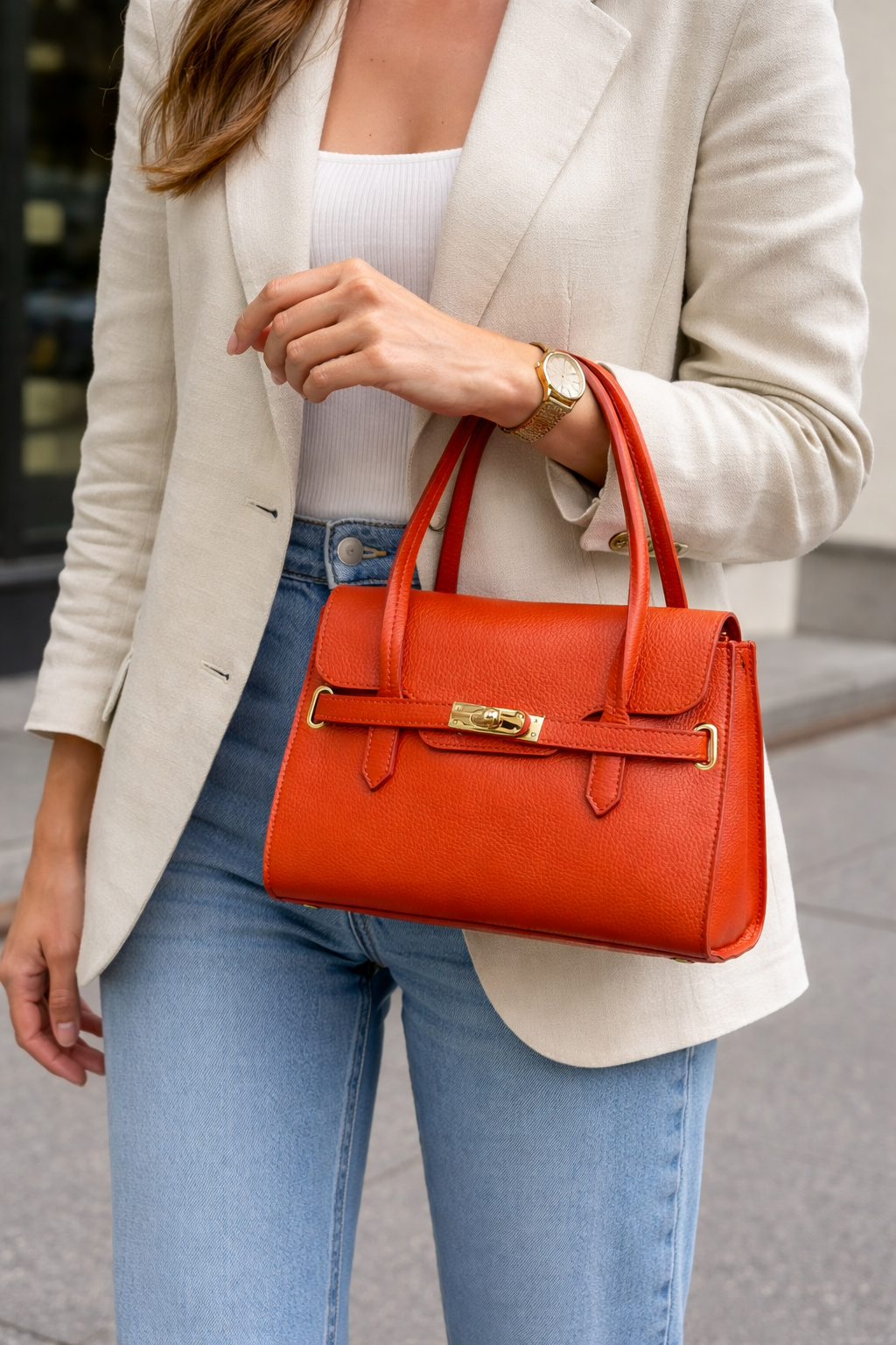 Borsa a mano in Vera pelle martellata - Made in Italy - BC0085D